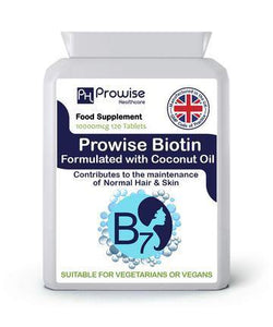 Prowise Biotin Formulated with Coconut Oil 10,000mcg 120 Tablets  - Made in uk with GMP - theMintLeaves.com