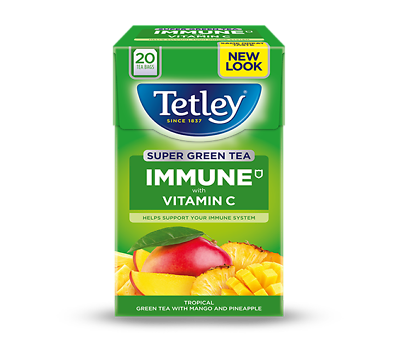 Tetley Green Tea Immune with Vitamin C Flavour of Pineapple and Mango - theMintLeaves.com