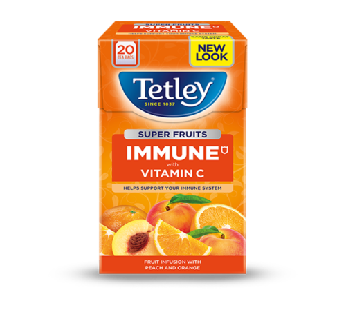 Tetley Green Tea Immune with Vitamin C Flavour of Peach and Orange - theMintLeaves.com